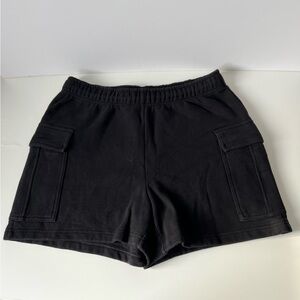 Aritzia TNA Black CozyFleece Cargo Shorts
